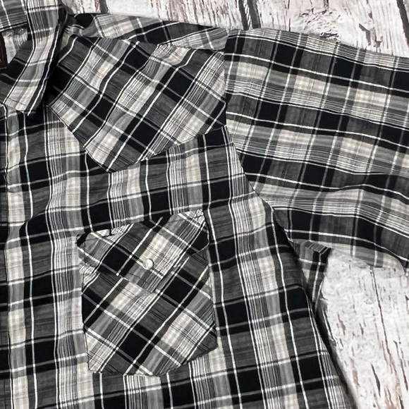 Plains Vintage Western Pearl Snap Cowboy Rancher Button Down Shirt - Picture 4 of 5